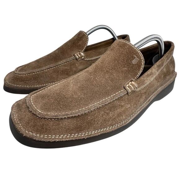 Tods Tan Suede Pantofola Estivo Slip On Loafers Men Sz 9 Preppy Made In Italy EC - Picture 13 of 16